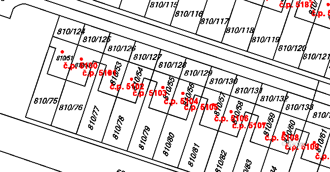 Proseč nad Nisou 5104, Jablonec nad Nisou na parcele st. 810/55 v KÚ Proseč nad Nisou, Katastrální mapa