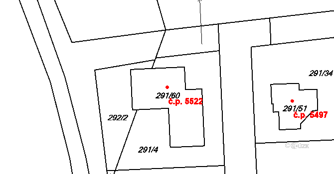 Helenín 5522, Jihlava na parcele st. 291/60 v KÚ Helenín, Katastrální mapa