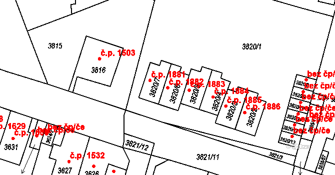 Předměstí 1882, Litoměřice na parcele st. 3820/6 v KÚ Litoměřice, Katastrální mapa