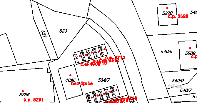 Zlín 1712 na parcele st. 5041/4 v KÚ Zlín, Katastrální mapa