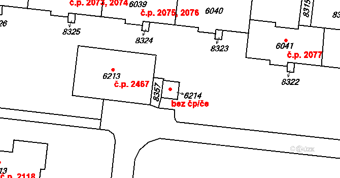 Brno 39504646 na parcele st. 6214 v KÚ Líšeň, Katastrální mapa