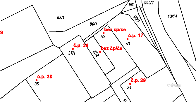 Psárov 40921646 na parcele st. 37/2 v KÚ Psárov, Katastrální mapa