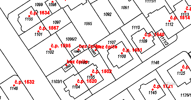 Chomutov 41424646 na parcele st. 1106/2 v KÚ Chomutov I, Katastrální mapa