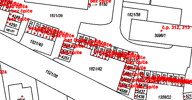 Třebíč 43293646 na parcele st. 4558 v KÚ Třebíč, Katastrální mapa