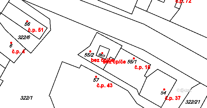 Kozojedy 45990646 na parcele st. 55/3 v KÚ Kozojedy u Žlunic, Katastrální mapa