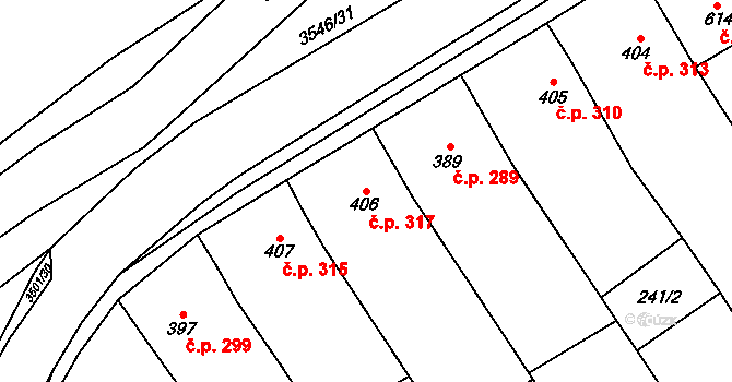 Březolupy 317 na parcele st. 406 v KÚ Březolupy, Katastrální mapa