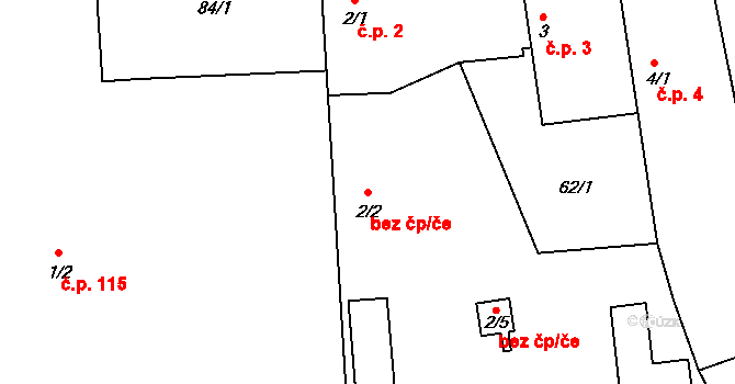 Želeč 47442646 na parcele st. 2/2 v KÚ Želeč u Tábora, Katastrální mapa