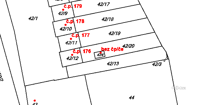 Cvrčovice 49247646 na parcele st. 42/4 v KÚ Cvrčovice u Pohořelic, Katastrální mapa