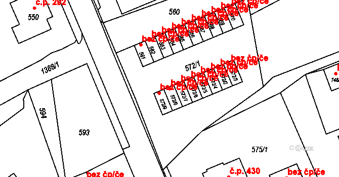 Valašské Meziříčí 50004646 na parcele st. 572/8 v KÚ Křivé, Katastrální mapa