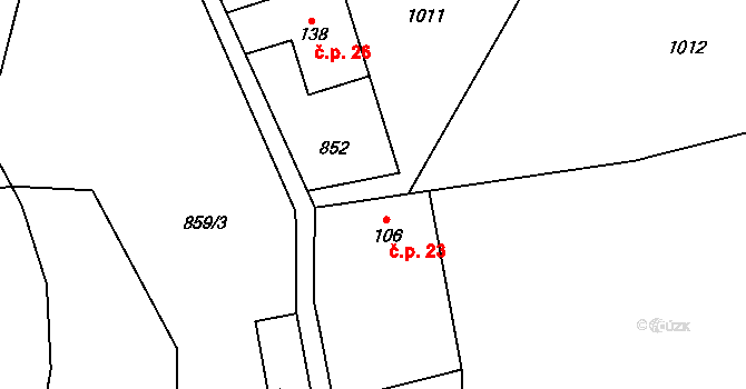 Malá Skrovnice 23, Velká Skrovnice na parcele st. 106 v KÚ Velká Skrovnice, Katastrální mapa
