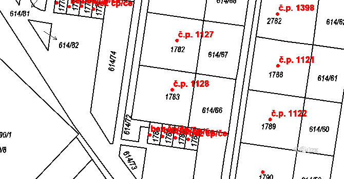 Neratovice 1128 na parcele st. 1783 v KÚ Neratovice, Katastrální mapa