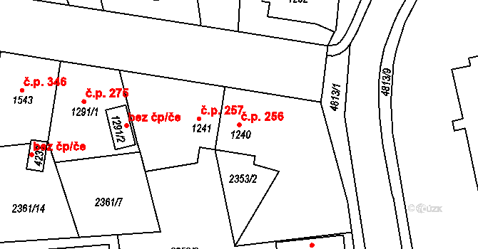 Týnské Předměstí 256, Domažlice na parcele st. 1240 v KÚ Domažlice, Katastrální mapa