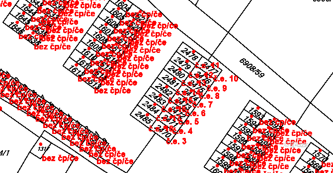 Telč-Štěpnice 15, Telč na parcele st. 2482 v KÚ Telč, Katastrální mapa