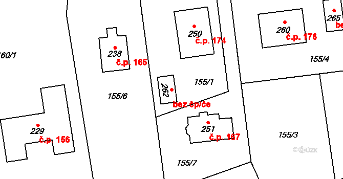 Rokycany 83429646 na parcele st. 262 v KÚ Borek u Rokycan, Katastrální mapa