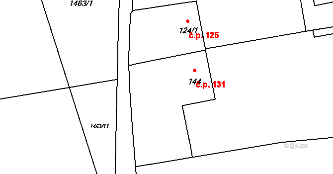Líčkov 116, Liběšice na parcele st. 143 v KÚ Líčkov, Katastrální mapa