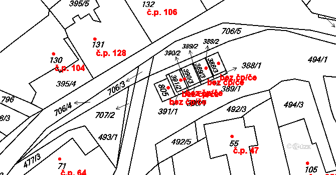 Trnová 93190646 na parcele st. 805 v KÚ Trnová u Plzně, Katastrální mapa