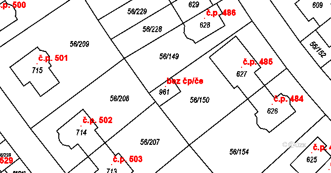Hovorčovice 98519646 na parcele st. 961 v KÚ Hovorčovice, Katastrální mapa