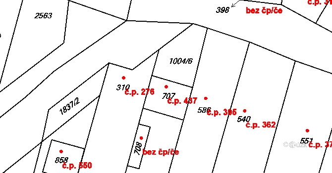 Šakvice 437 na parcele st. 707 v KÚ Šakvice, Katastrální mapa