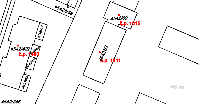 Hustopeče 1011 na parcele st. 4542/68 v KÚ Hustopeče u Brna, Katastrální mapa