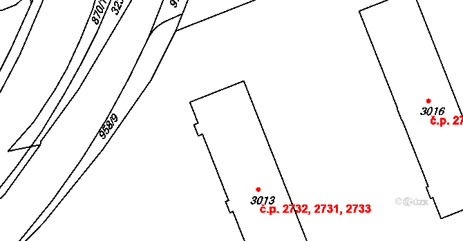 Kroměříž 2731,2732,2733 na parcele st. 3013 v KÚ Kroměříž, Katastrální mapa