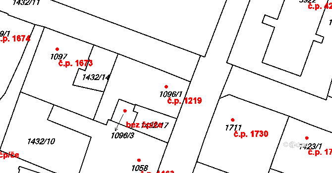 Jablonec nad Nisou 1219 na parcele st. 1096/1 v KÚ Jablonec nad Nisou, Katastrální mapa