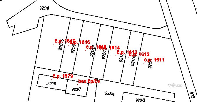 Lutyně 1614, Orlová na parcele st. 921/12 v KÚ Horní Lutyně, Katastrální mapa