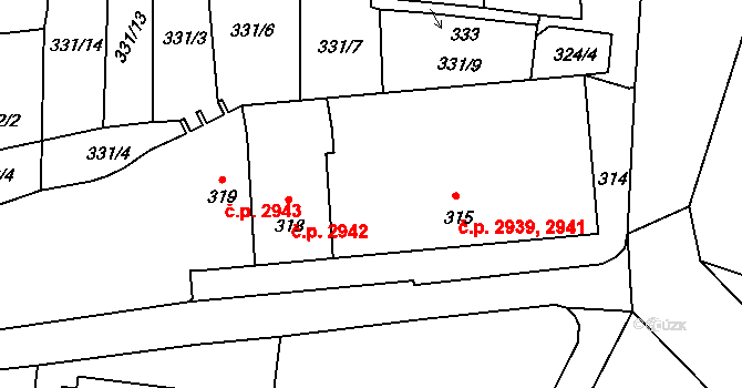 Jihlava 2941 na parcele st. 317 v KÚ Helenín, Katastrální mapa