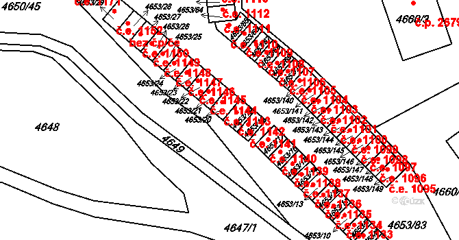 Jihlava 1142 na parcele st. 4653/19 v KÚ Jihlava, Katastrální mapa