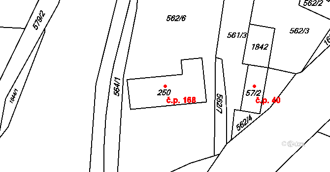 Rychaltice 168, Hukvaldy na parcele st. 250 v KÚ Rychaltice, Katastrální mapa
