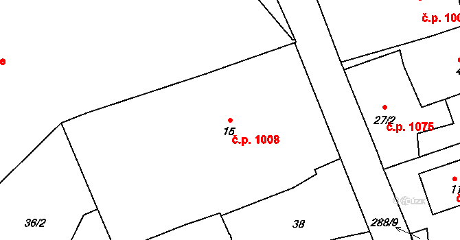 Švermov 1008, Kladno na parcele st. 15 v KÚ Hnidousy, Katastrální mapa