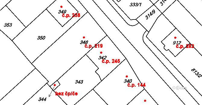 Míkovice 245, Uherské Hradiště na parcele st. 342 v KÚ Míkovice nad Olšavou, Katastrální mapa