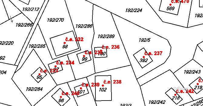 Dřenice 236, Cheb na parcele st. 100 v KÚ Dřenice u Chebu, Katastrální mapa