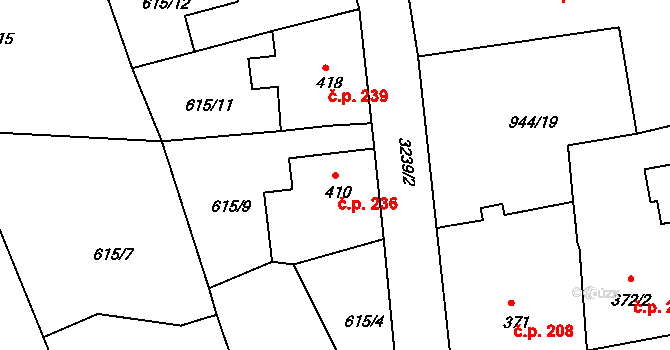 Jílové 236 na parcele st. 410 v KÚ Jílové u Děčína, Katastrální mapa