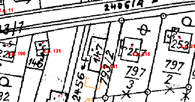 Loučka 141 na parcele st. 147 v KÚ Loučka u Valašského Meziříčí, Katastrální mapa