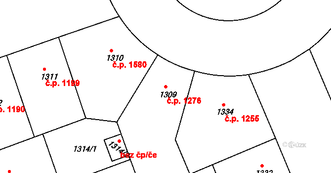 Žižkov 1276, Praha na parcele st. 1309 v KÚ Žižkov, Katastrální mapa