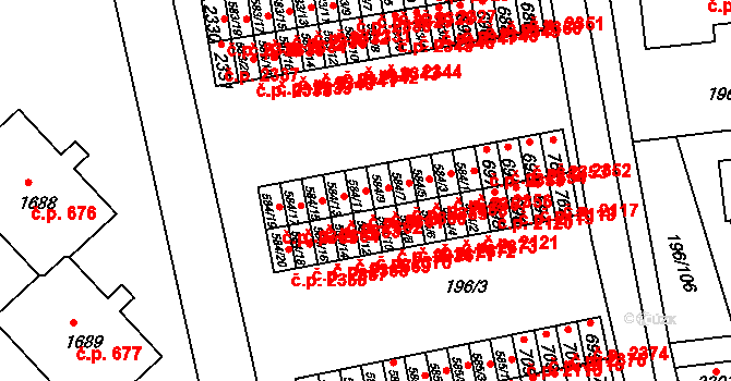 Sezimovo Ústí 2361 na parcele st. 584/11 v KÚ Sezimovo Ústí, Katastrální mapa