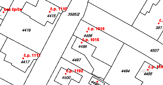 Česká Lípa 1015 na parcele st. 4498 v KÚ Česká Lípa, Katastrální mapa
