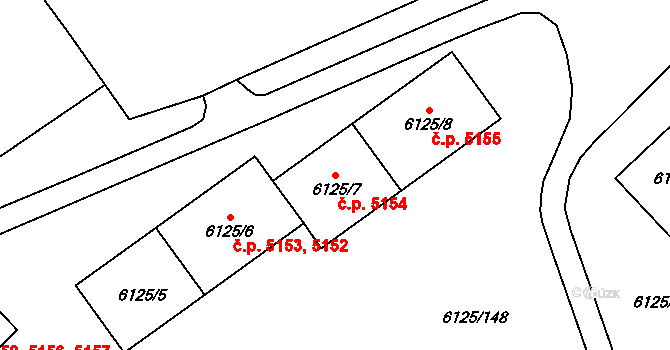 Chomutov 5154 na parcele st. 6125/7 v KÚ Chomutov I, Katastrální mapa