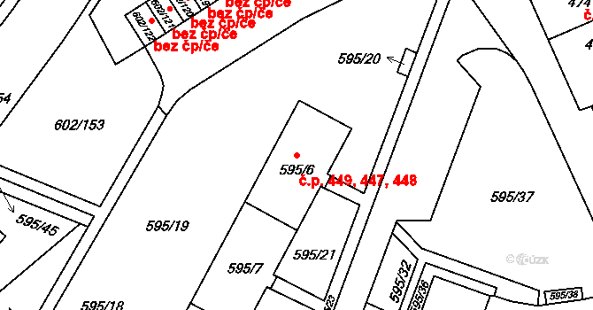 Liberec XII-Staré Pavlovice 447,448,449, Liberec na parcele st. 595/6 v KÚ Staré Pavlovice, Katastrální mapa