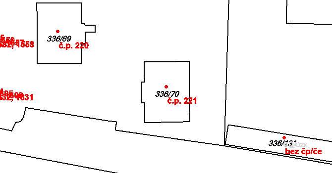 Pražské Předměstí 221, Bílina na parcele st. 336/70 v KÚ Bílina, Katastrální mapa