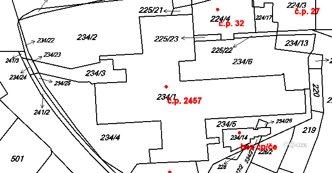 Fryštát 2457, Karviná na parcele st. 234/1 v KÚ Karviná-město, Katastrální mapa