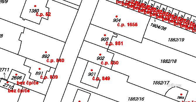 Kateřinky 850, Opava na parcele st. 902 v KÚ Kateřinky u Opavy, Katastrální mapa