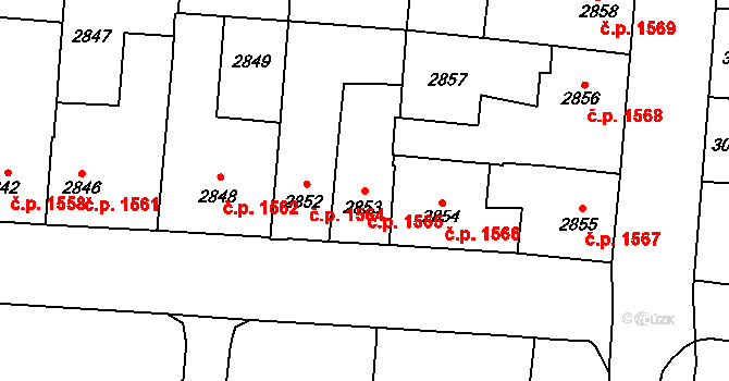 Prostějov 1565 na parcele st. 2853 v KÚ Prostějov, Katastrální mapa