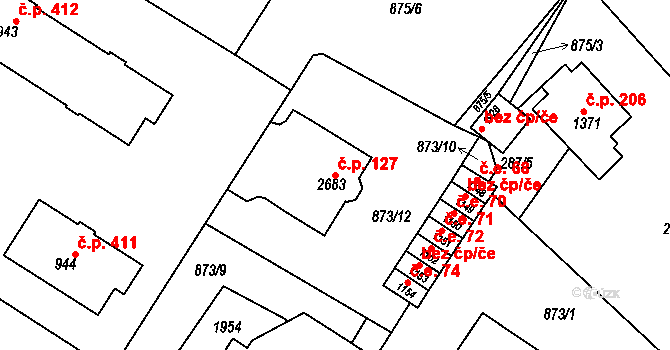 Litovel 127 na parcele st. 2683 v KÚ Litovel, Katastrální mapa