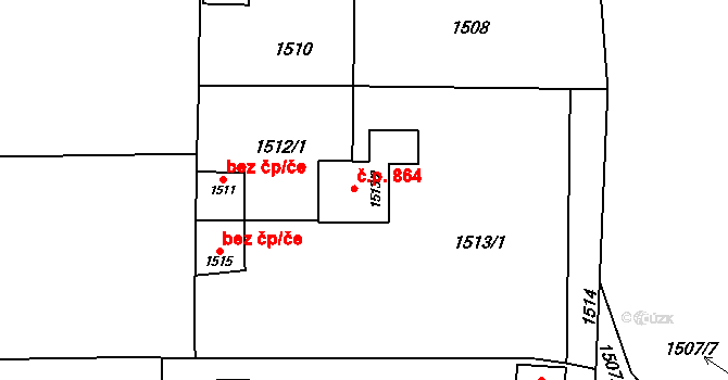 Horní Těrlicko 864, Těrlicko na parcele st. 1513/2 v KÚ Horní Těrlicko, Katastrální mapa