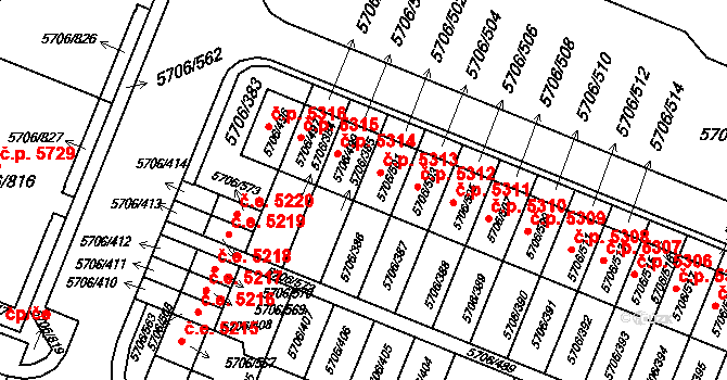 Jihlava 5314 na parcele st. 5706/499 v KÚ Jihlava, Katastrální mapa