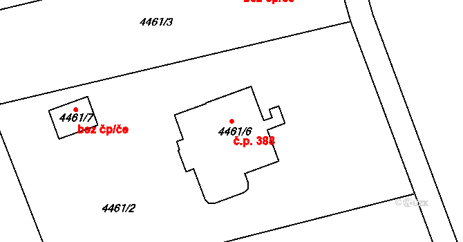 Lískovec 388, Frýdek-Místek na parcele st. 4461/6 v KÚ Lískovec u Frýdku-Místku, Katastrální mapa