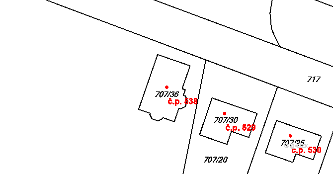 Zruč 538, Zruč-Senec na parcele st. 707/36 v KÚ Zruč, Katastrální mapa