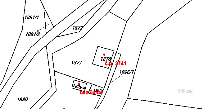 Mšeno nad Nisou 3741, Jablonec nad Nisou na parcele st. 1876 v KÚ Mšeno nad Nisou, Katastrální mapa
