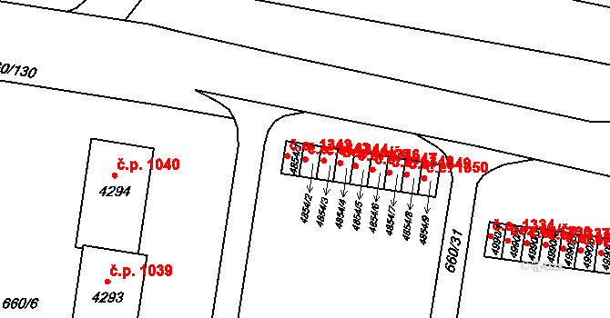 Zlín 1343 na parcele st. 4854/2 v KÚ Zlín, Katastrální mapa